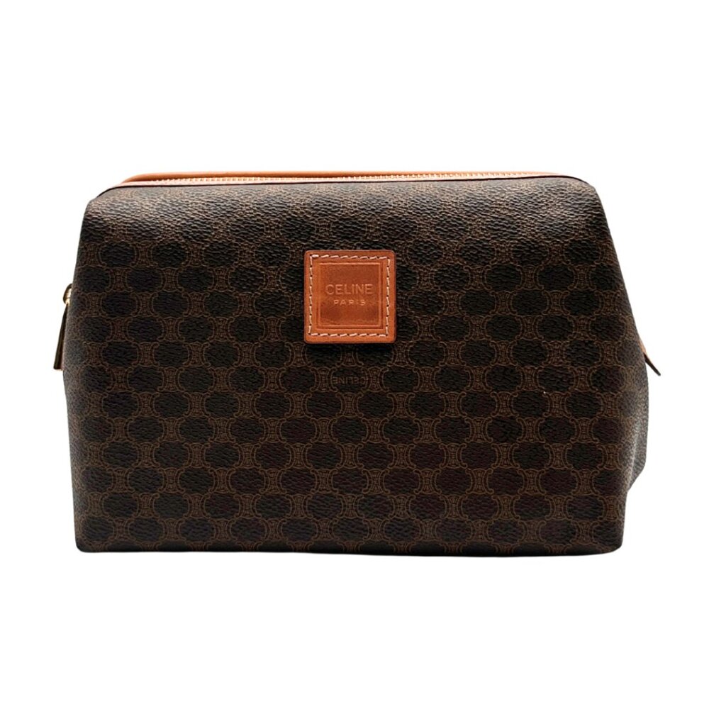 •SOLD•Vintage Celine Brown/Tan Macadam Cosmetic Bag and Clutch